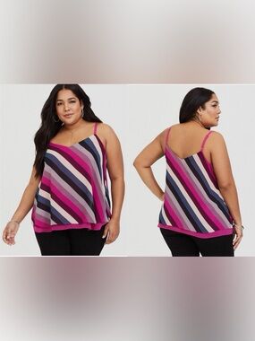 Sophie Chiffon Double Layer striped fushia Cami Sz.2 Torrid Sophie Chiffon Swing
